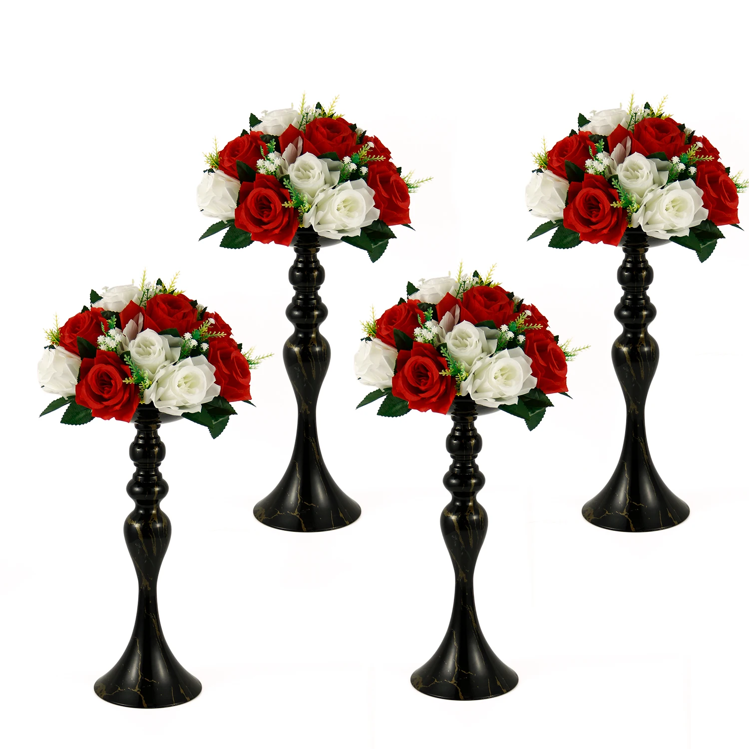 4pcs/Set 14.96 Inches Tall Decor Vase Wedding Centerpieces For Tables Black Living Room Chrismas Decoration Reception Party