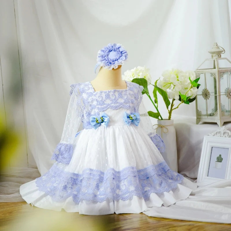 Cutestyles/летнее голубое платье для девочек с бантом и вырезами дизайнерское