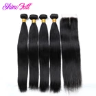 ShineFull 4 пряди с застежкой, малайзийские прямые человеческие волосы, 4 шт. в партии, человеческие волосы, плетеные Индивидуальные 8-28 дюймов, не Реми