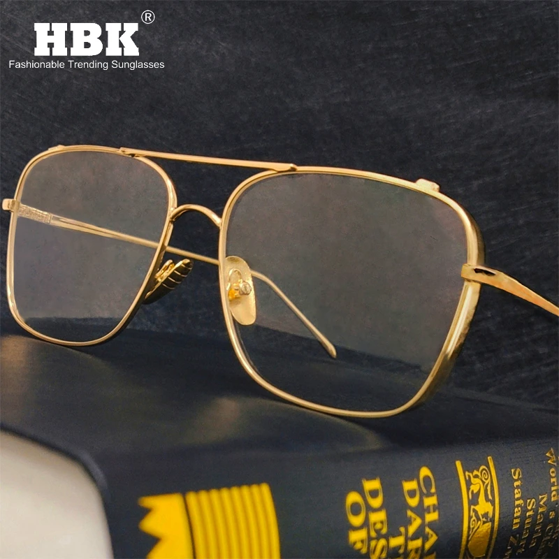 Мужские компьютерные очки в ретро стиле золотистые металлические квадратные для