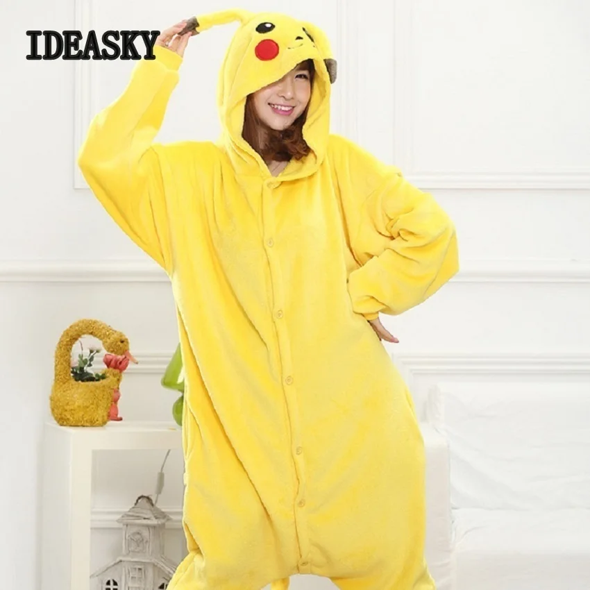 Костюм Пикачу для взрослых кигуруми комбинезон женщин животных Необычные Мягкие