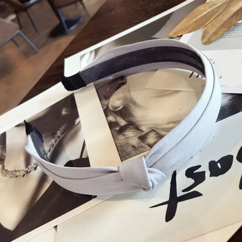 Модная женская однотонная тканевая Нескользящая повязка на голову Krean с узлом и