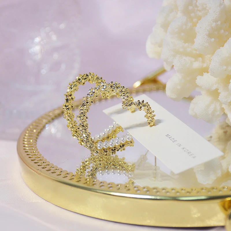 

Luxury 14K Real Gold Stereoscopic Heart Earrings for Women Jewelry Brilliant AAA Zirconia S925 Silver Needle Stud Wedding Party