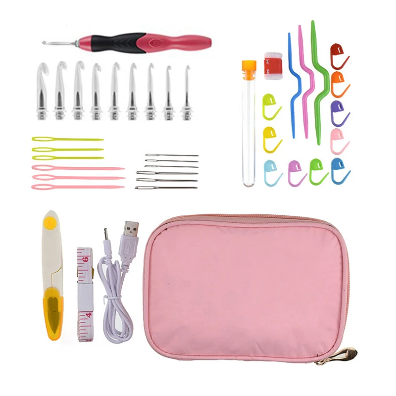 Светодиодный набор крючков для вязания крючком 9 шт. сменные головки USB