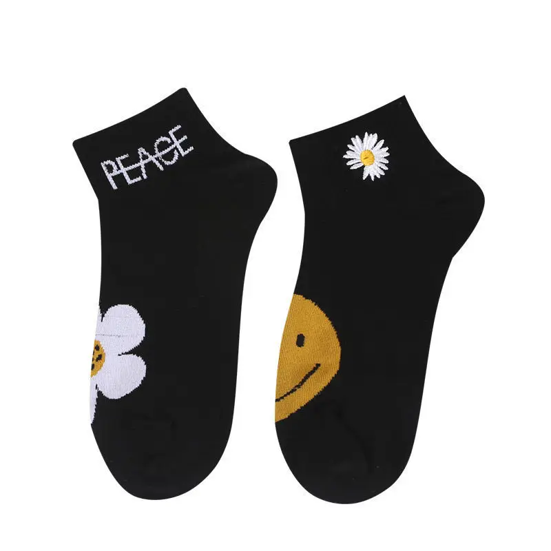 1 пара новые милые хлопковые модные носки для девочек с маргариткой и вышивкой