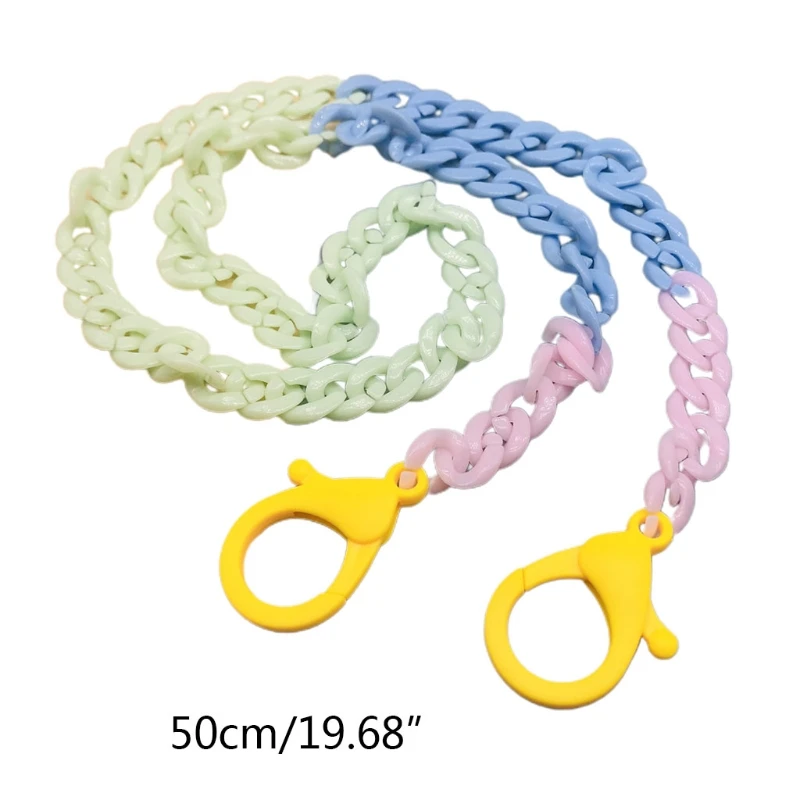 

5Pcs/Set Contrast Candy Colored Face Mask Holder Lanyard Eyeglass Anti-Lost Acrylic Chain Strap Double Clip Decorative Necklace