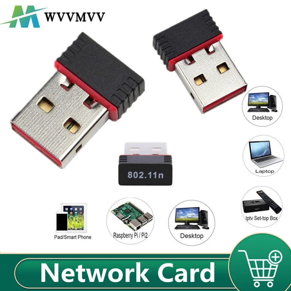 

Mini Network card USB 2.0 WiFi Wireless Adapter Network LAN Card 150Mbps 802.11 ngb RTL8188EU Adaptor for PC Desktop