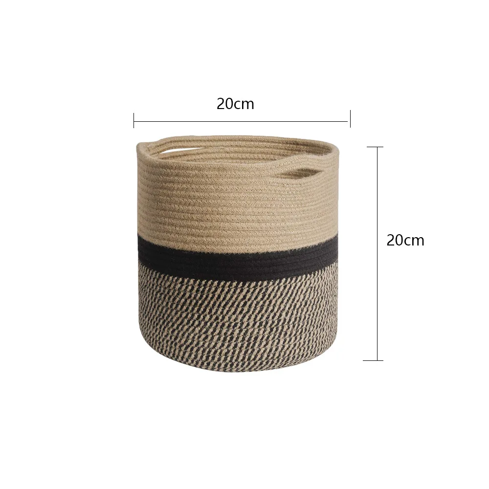 

Hand-woven Storage Basket Cotton Rope Art Storage Bucket Simple Desktop Container Home Decoration Garden Planter Flower Pot