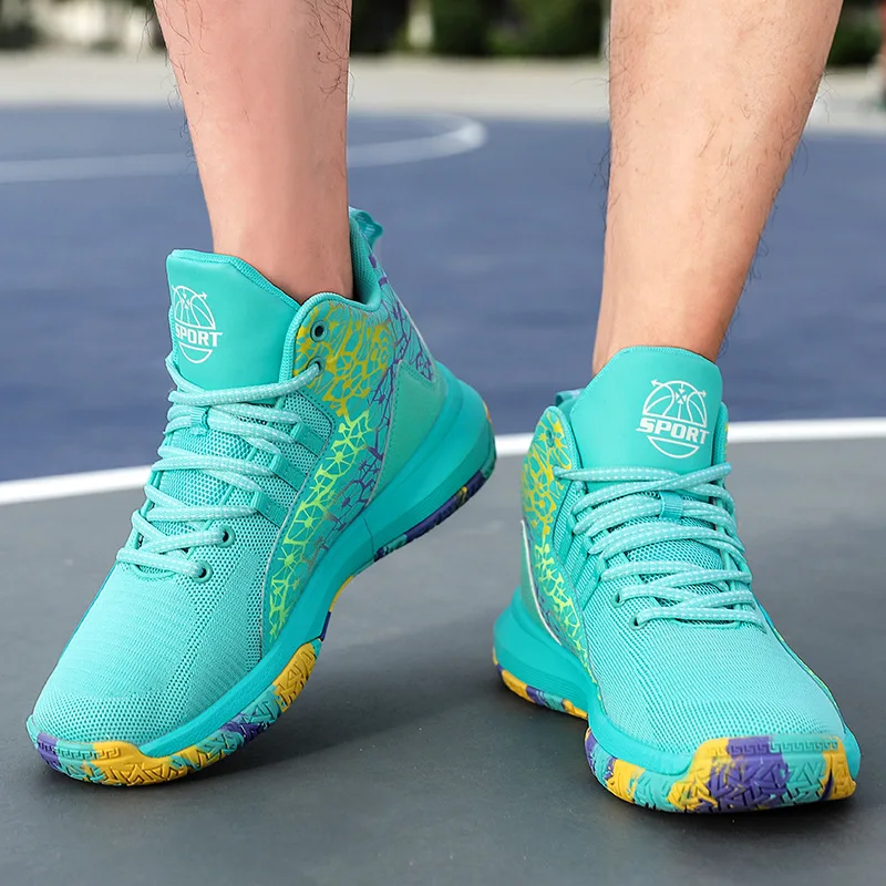 Men's Basketball Shoes Hiph Top Blue Outdoor Sport Sneakers Basketball Pringted Men Designer Shoes Couple Zapatillas De Deporte