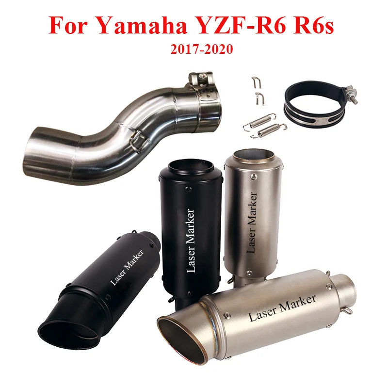 

Motorcycle Exhaust Full System Pipe Silencer Muffler Tip Tail DB Killer & Middle Connect Link Tube For Yamaha YZF R6 2017-2020