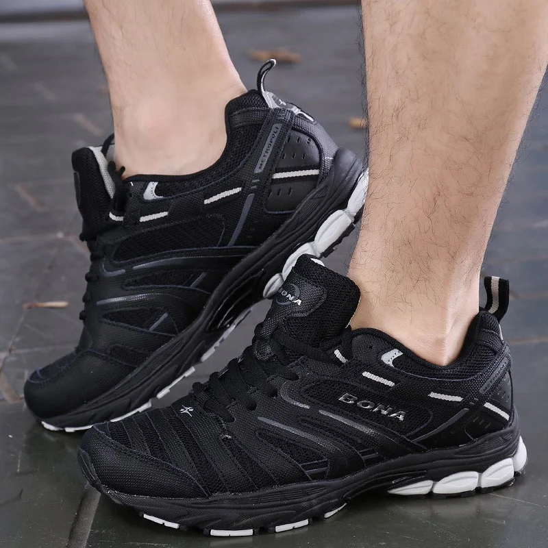 Кроссовки BONA мужские легкие спортивные, удобная спортивная обувь для мужчин обувь для ходьбы и бега, трекинга, дышащая спортивная обувь с се... от AliExpress RU&CIS NEW