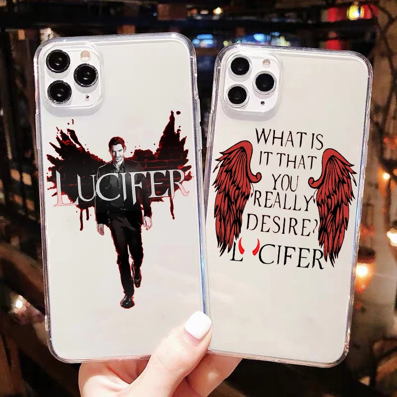 

Fashion American TV Degenerate Angel Lucifer Clear TPU soft phone cover For iphone 12mini X XR XSMax 11pro 12pro MAX 7 8 Plus SE