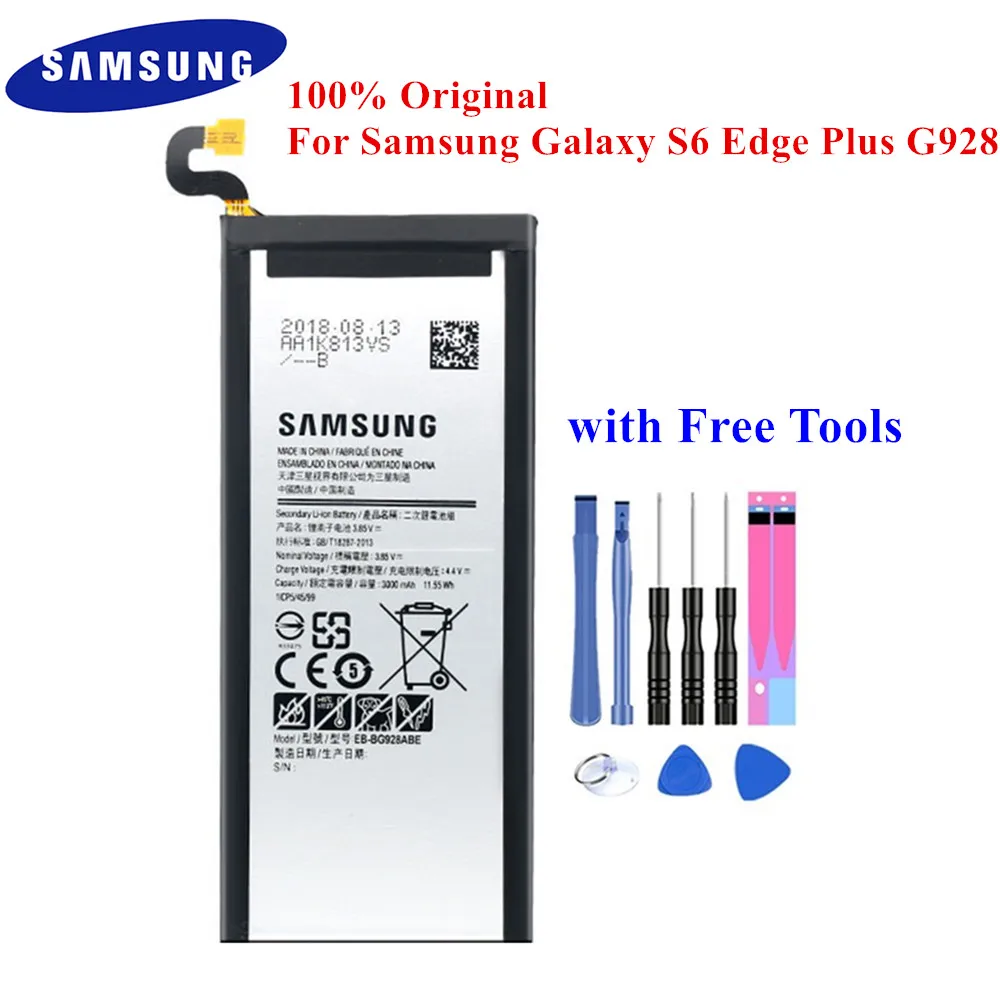 100% Оригинальный аккумулятор для Samsung Galaxy S6 Edge Plus EB BG928ABE G928G G928T G928A G928I G9280 S6edge + 3000