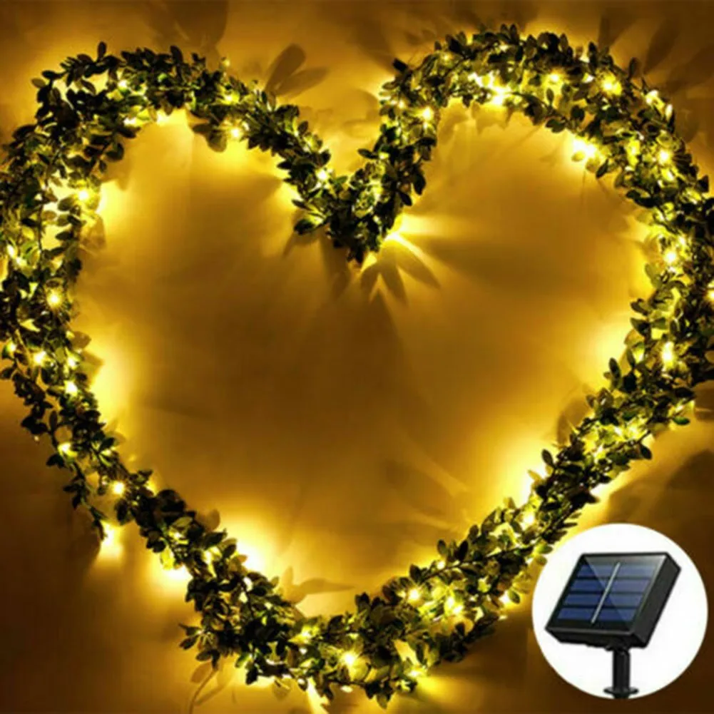 

10M 100 LED Solar Fairy Lights String Outdoor Party Garden Ivy Leaf Light Lamp Garden Outdoor Wall Fence Lamps Decoration