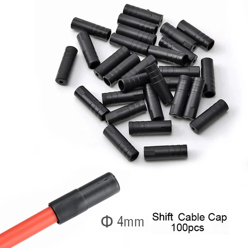 

Bolany 100PCS/Lot Shift Cable End Cap 4mm Black Plastic Brake Tips Crimps Bicycles Derailleur Shift Cap Wire Ferrules Bikes Part