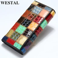 westal wallet women genuine leather purse female womens leather wallet long patchwork womens wallets and purses for cards 544