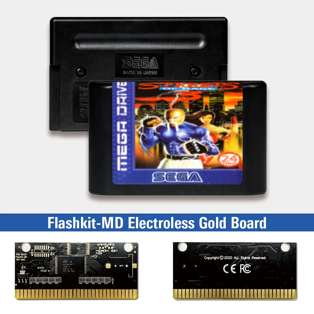 

Streets of Rage 3 - EUR Label Flashkit MD Electroless Gold PCB Card for Sega Genesis Megadrive Video Game Console