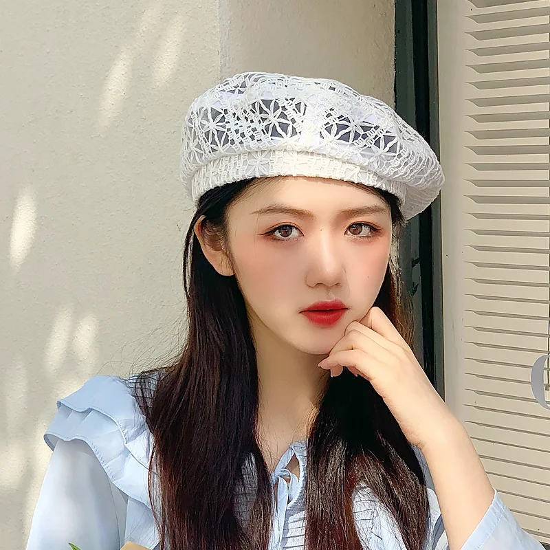 

Summer Beret Hat for Women Hollow Mesh Ultra-thin Air Sun Hats Fashion Lightweight Comfortable Breathable Foldable Portable Cap