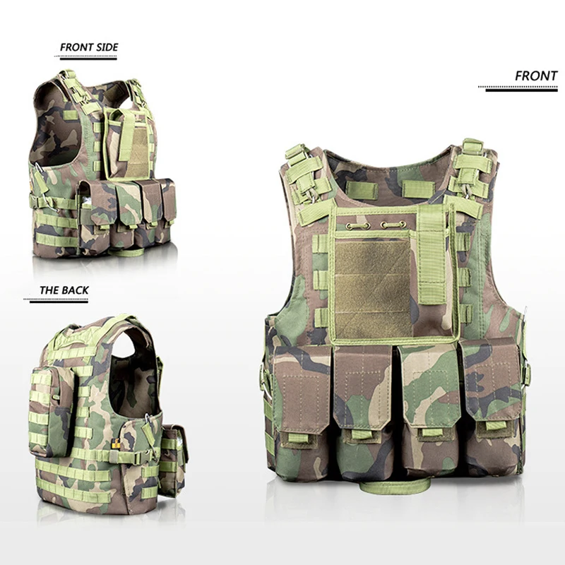 Black Adult Outdoor Multi-function Tactical Vest Molle Armor Hunting Jungle Equipment | Vests