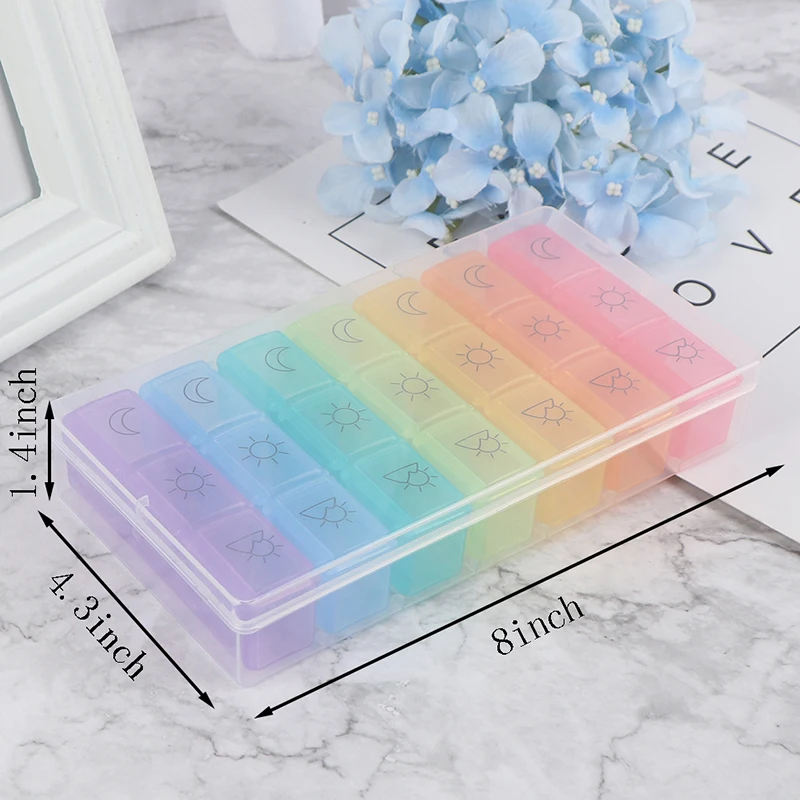 

3 Row 21 Grids 7 Days Weekly Pill Case Medicine Tablet Dispenser Organizer Pill Box Splitters Pill Storage Containe
