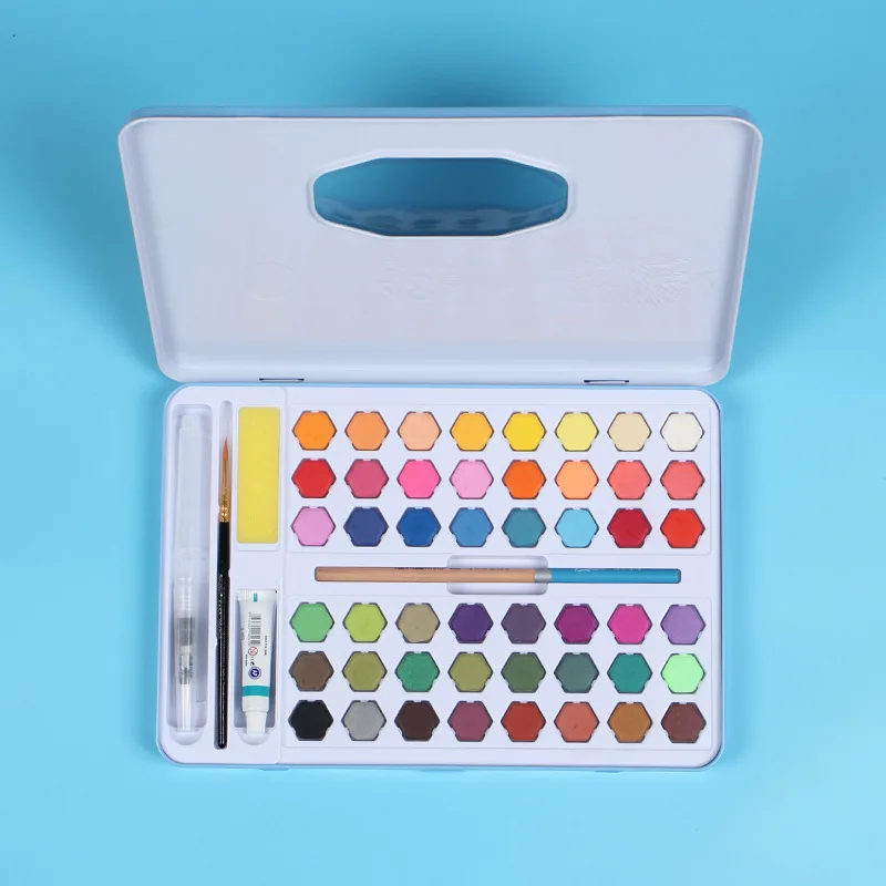 Высокое качество 48 цветов портативный дорожный твердый пигмент набор