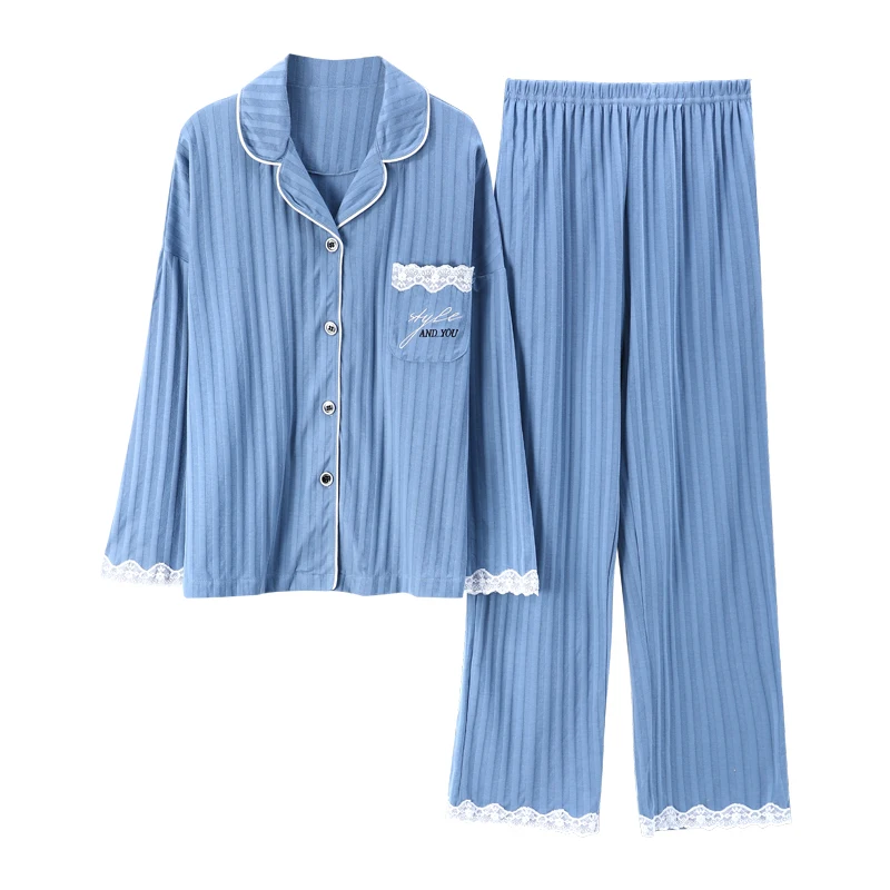 Модные новые осенне-зимние хлопковые Пижамные комплекты для пар с длинным
