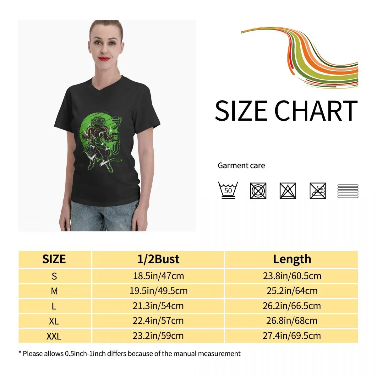 

Anime Fans Broly E woman's Tee fashion V-neck T-shirt with short sleeves