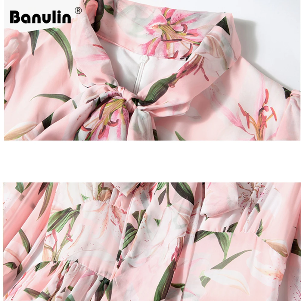 

2020 Autumn Fashion Runway Maxi Dresses Women Long Sleeve Charming Lily Floral Print Chiffon Boho Holiday Long Dresses
