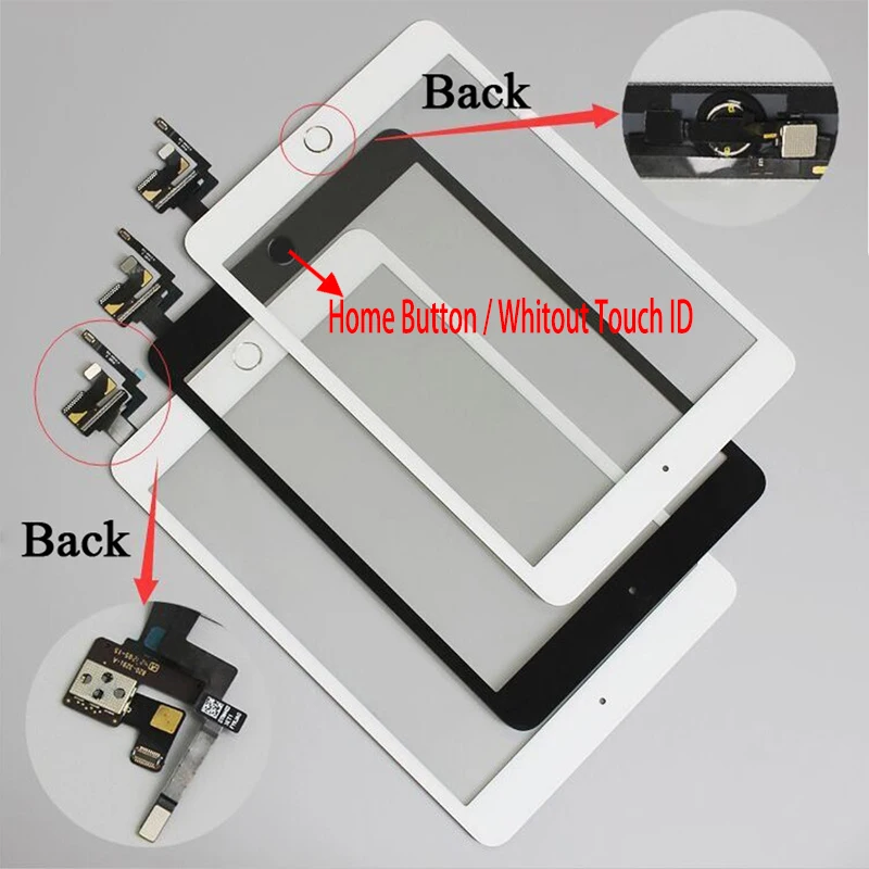 NEW Touch Screen For iPad Mini 3 A1599 A1600 A1601 7.9 Touch Digitizer Sensor with IC Connector Tablet PC Parts + Home Button
