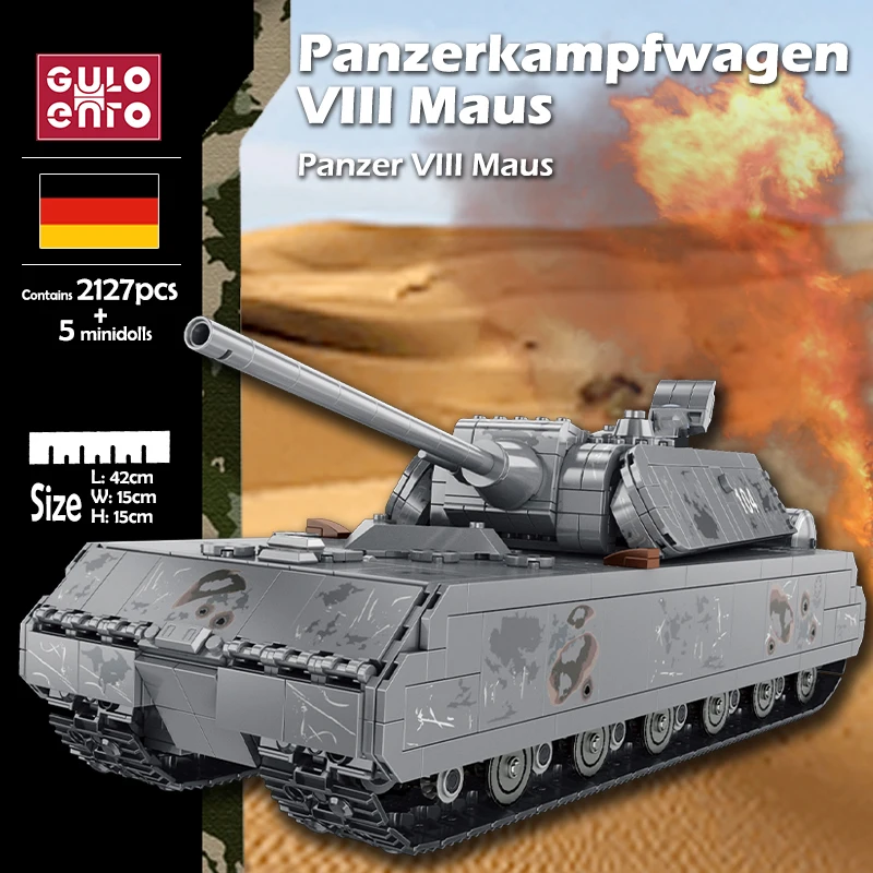 Gulo gulo 2127 шт. WW2 Panzer VIII Maus тяжелый танк строительные блоки военные танки набор