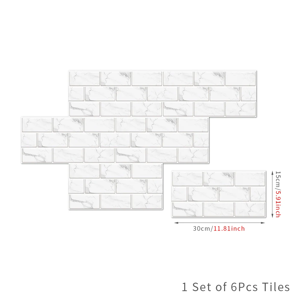 

6PCS Self-adhesive PVC Retro Ceramic Tile Stickers Room Decoration Kitchen Oil-proof and Anti-fouling Wallpaper Stickers