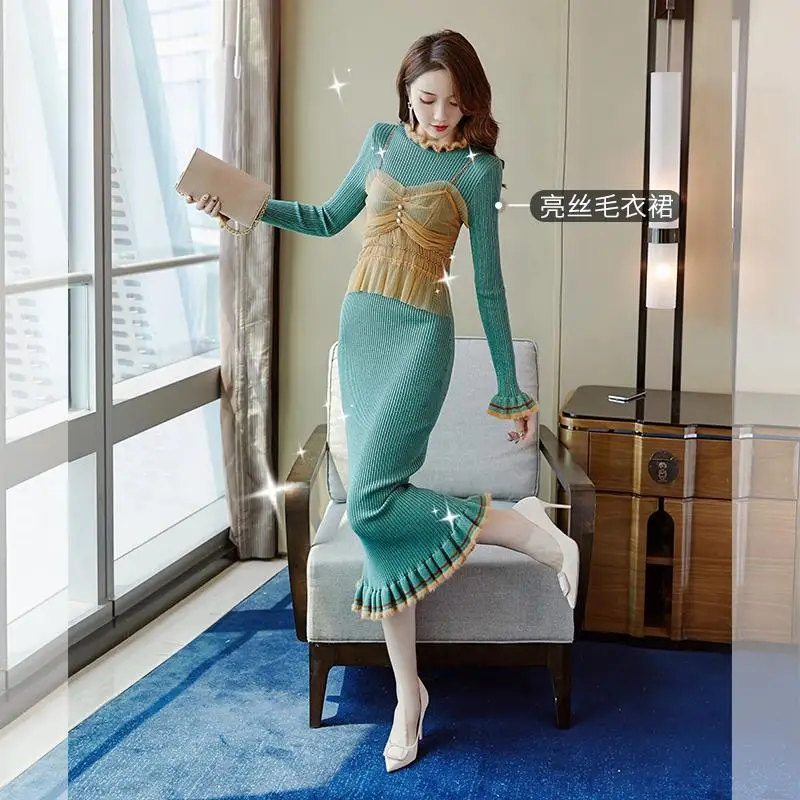 

Elegant OL Half High Collar Slim Long Sweater Dress Women Thick Knit Autumn Winter Dress Female Slim Basic Dress Casual Vestidos