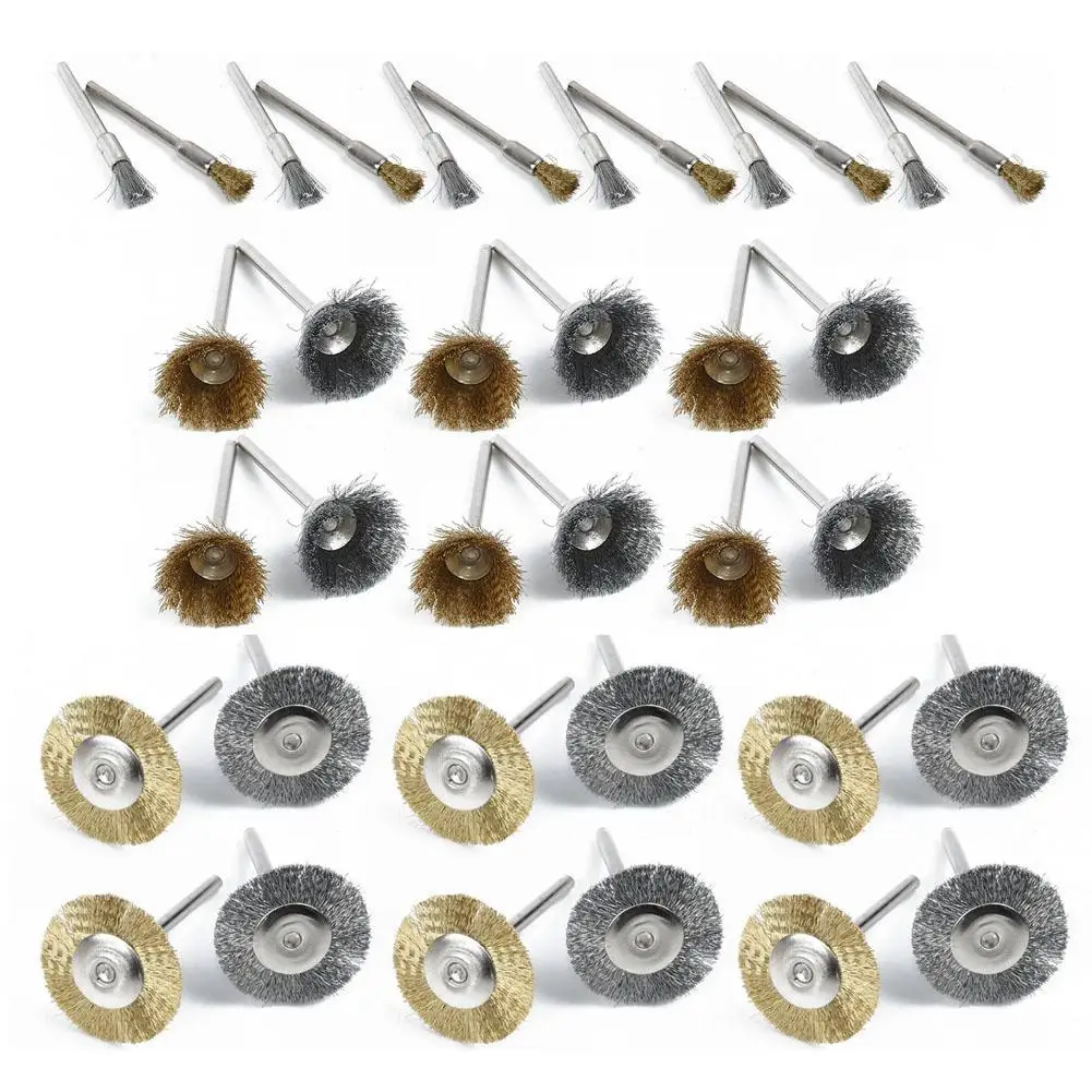 36 шт./компл. латунные щетки стальные проволочные колеса дрель роторные