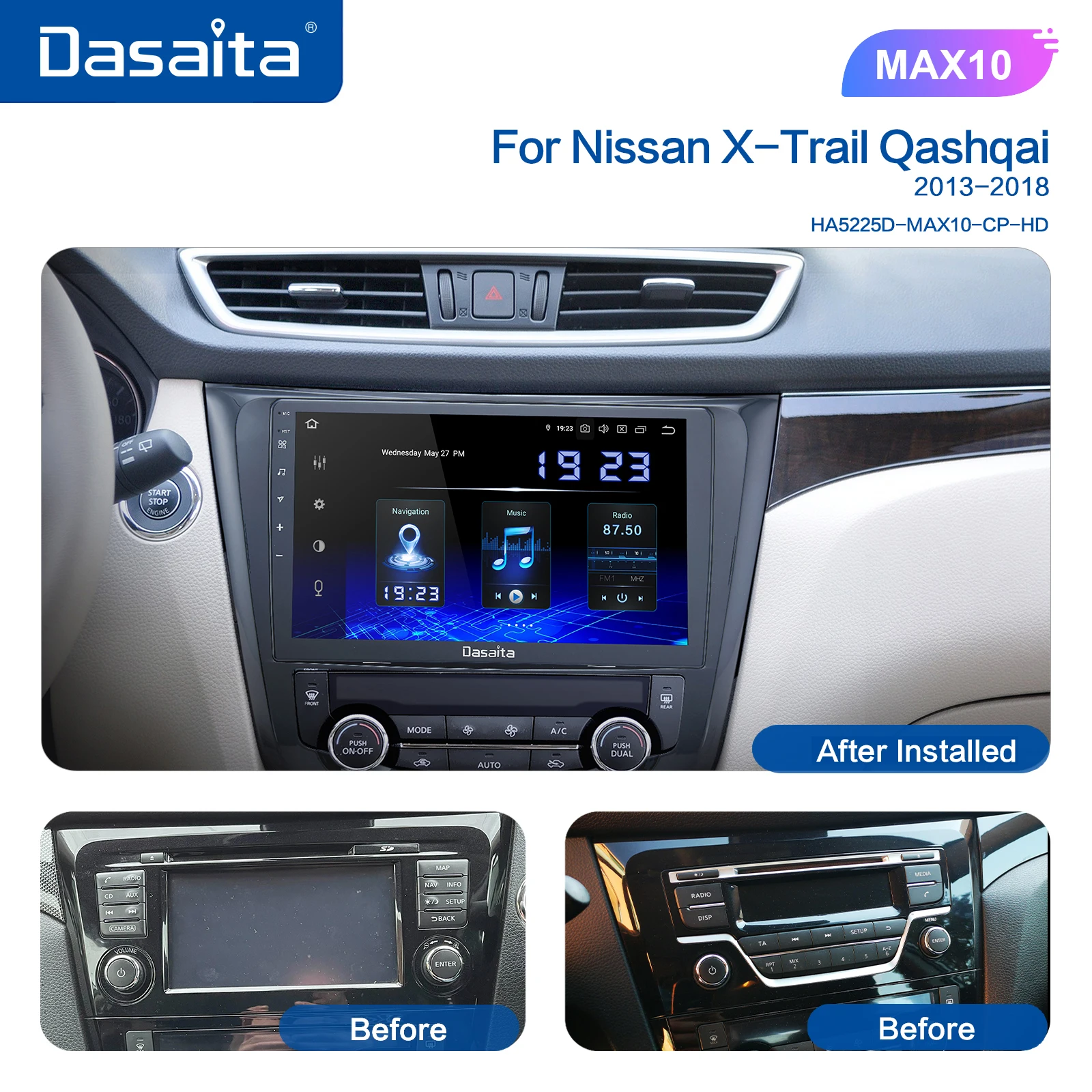 Автомобильный радиоприемник Dasaita 10 2 дюйма 1 Din для Nissan X-Trail Xtrail T32 Qashqai j11 2014-2019 Android 11