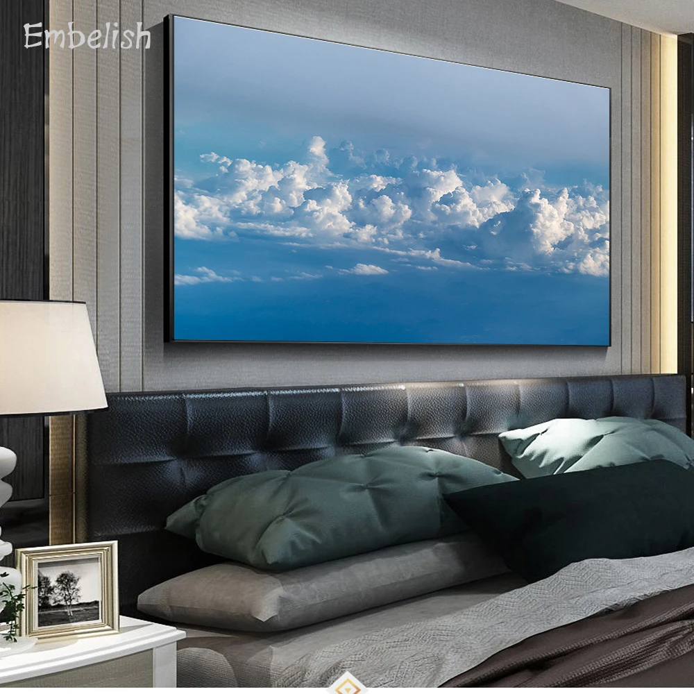 

1 Pieces Blue Sky Beautiful Landscape Wall Art Pictures For Living Room Modern Home Decor Posters HD Spray On Canvas Paintings