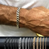 punk silver color curb chain bracelet fashion women mens stainless steel bangle bracelets 3mm 5mm 7mm 9mm 11mm