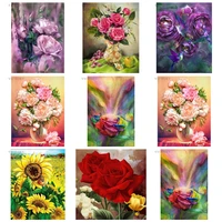 crystal embroidery cross stitch rose colorful flowers home decoration gift round 3d diy pebble round diamond painting home decor