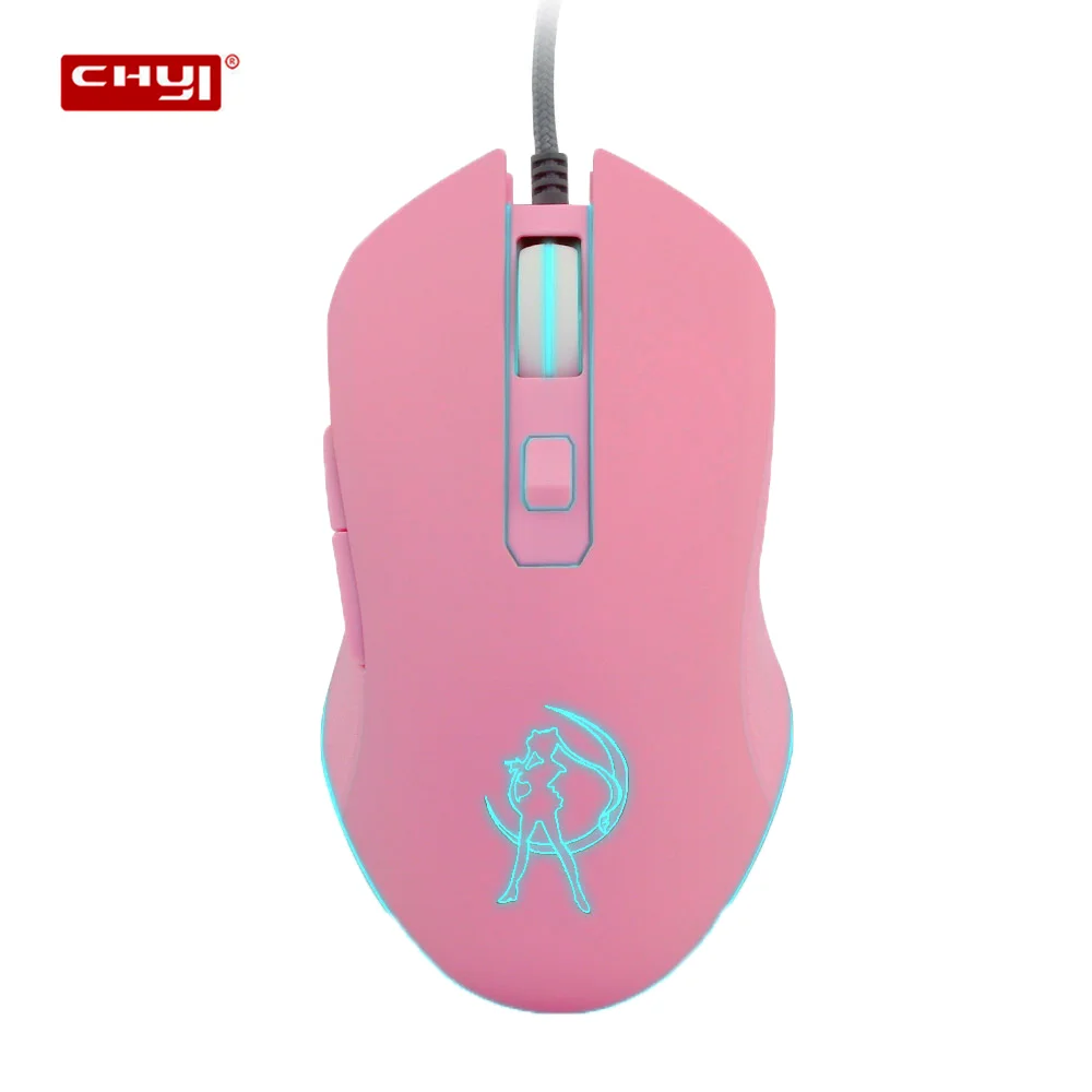 

CHUYI Comic Design Mouse With Colorful Backlight Cute Pink 3200 DPI Mause Sailor Moon Mice For PC Laptop Mice For Girl Kid Gifts
