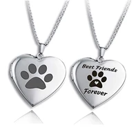 heart locket necklace that holds pictures photo locket engraved pet paw best friends forever memory gifts jewelry dropshipping