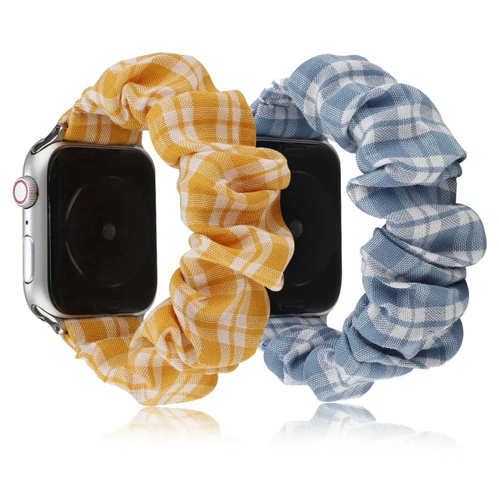 

For Apple watch Band 40mm 38mm Woman Slim cloth Strap Hairpin Plaid Watchband For iWatch Series 1 2 3 4 5 6 SE 44mm 42mm