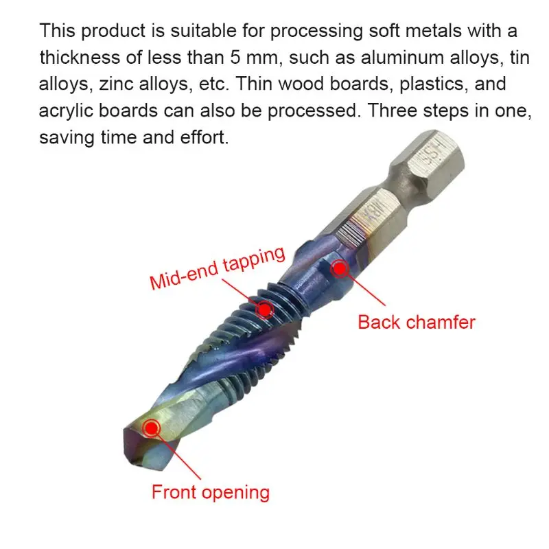 6 шт. наборы с шестигранным хвостовиком HSS Метрическая резьба Метчик ручное
