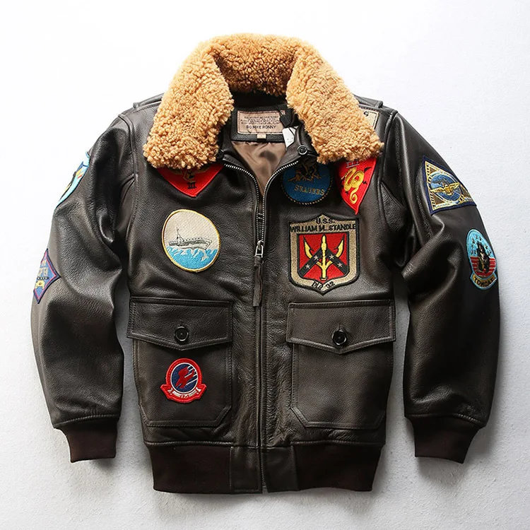 

New Men 2021 A2 Pilot Tom Cruise Top Gun Air Force Cow Coat Fashin Multi-label Thick Cowhide Jacket Winter Russia Coats