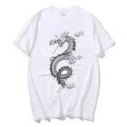 Летняя футболка для мужчин и женщин, топы с драконом в стиле Харадзюку, футболки в китайском стиле, футболка оверсайз, модная футболка в стиле хип-хоп, одежда с коротким рукавом
