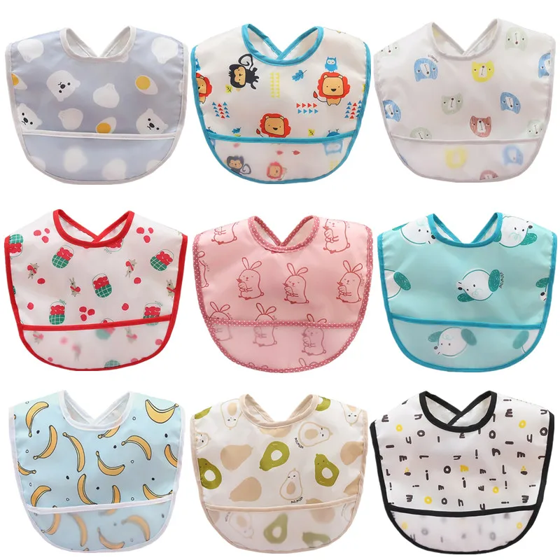 Baberos impermeables de dibujos animados para beb&eacute;, delantal de alimentaci&oacute;n infantil, pa&ntilde;os para eructar, toalla para Saliva, Bandana, art&iacute;culos para beb&eacute;-0