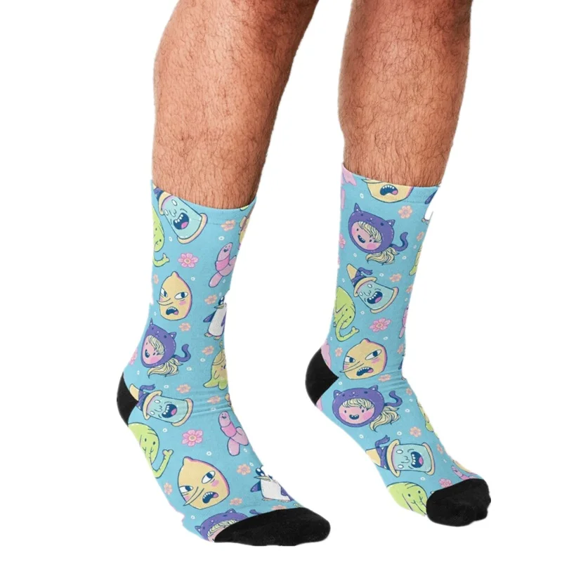 

2021 Funny Socks Men harajuku We're All Mad Here Printed Happy hip hop Men Socks Novelty Skateboard Crew Casual Crazy Socks
