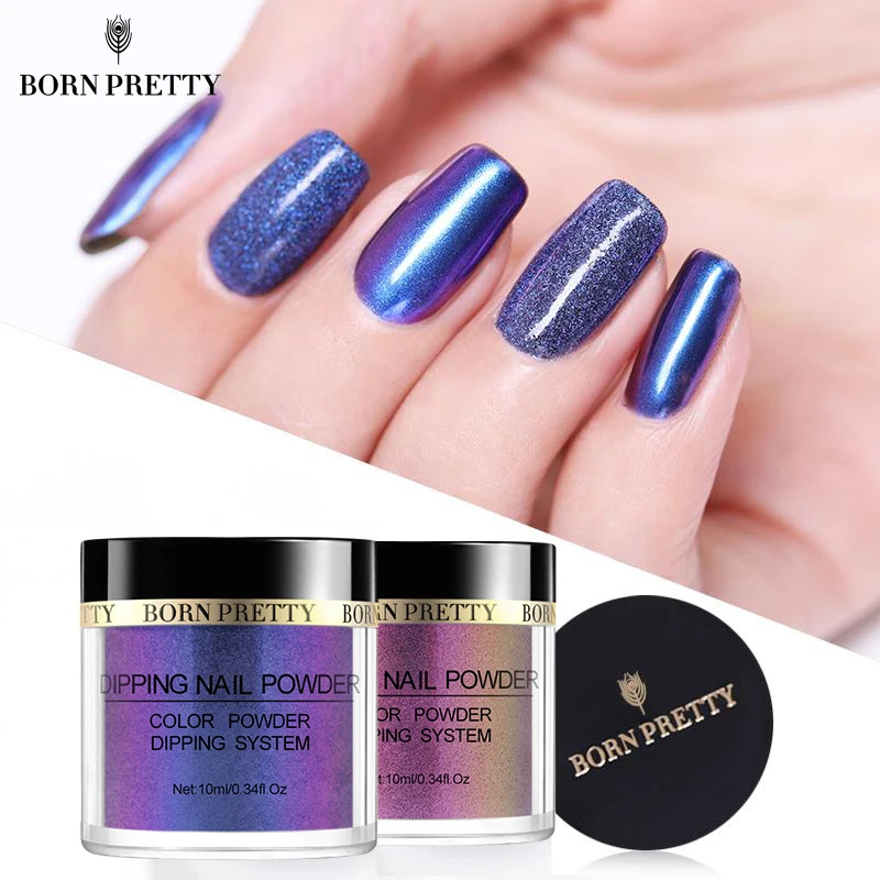 Born pretty хамелеон Dip Nail порошок Сияющий голографический блеск зеркало погружение
