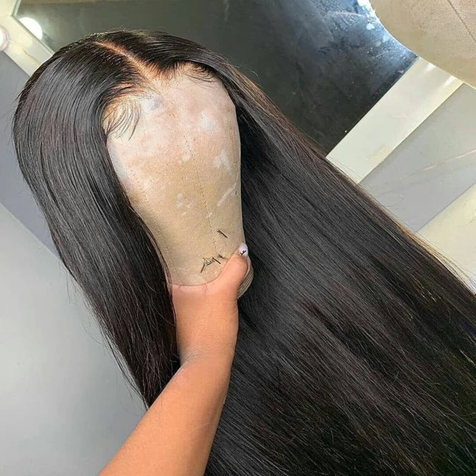 Brazilian Straight 13x4 Lace Front Human Hair Wigs Pre Plucked Bob Wig HD Transparent Lace Frontal Wig For Black Women 40 Inch
