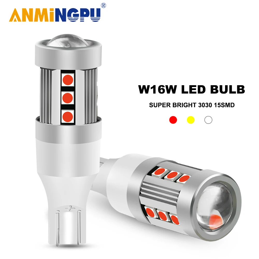 

2 шт., Автомобильные светодиодные лампы T15 15SMD 3030 W16W Canbus 921 912 12 В
