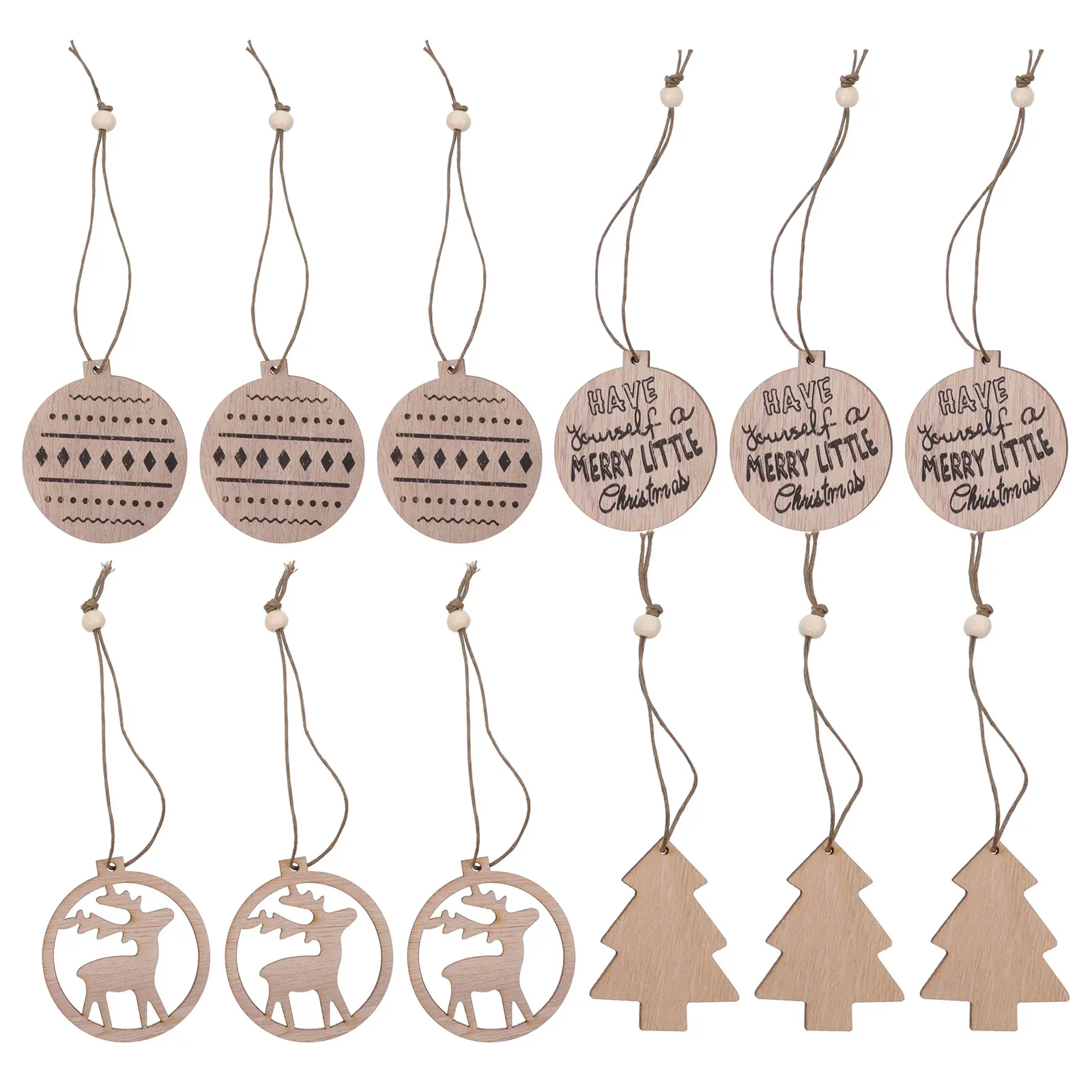 

24Pcs Xmas Wooden Hollowed Hanging Decorations Lovely Party Hanging Adornment