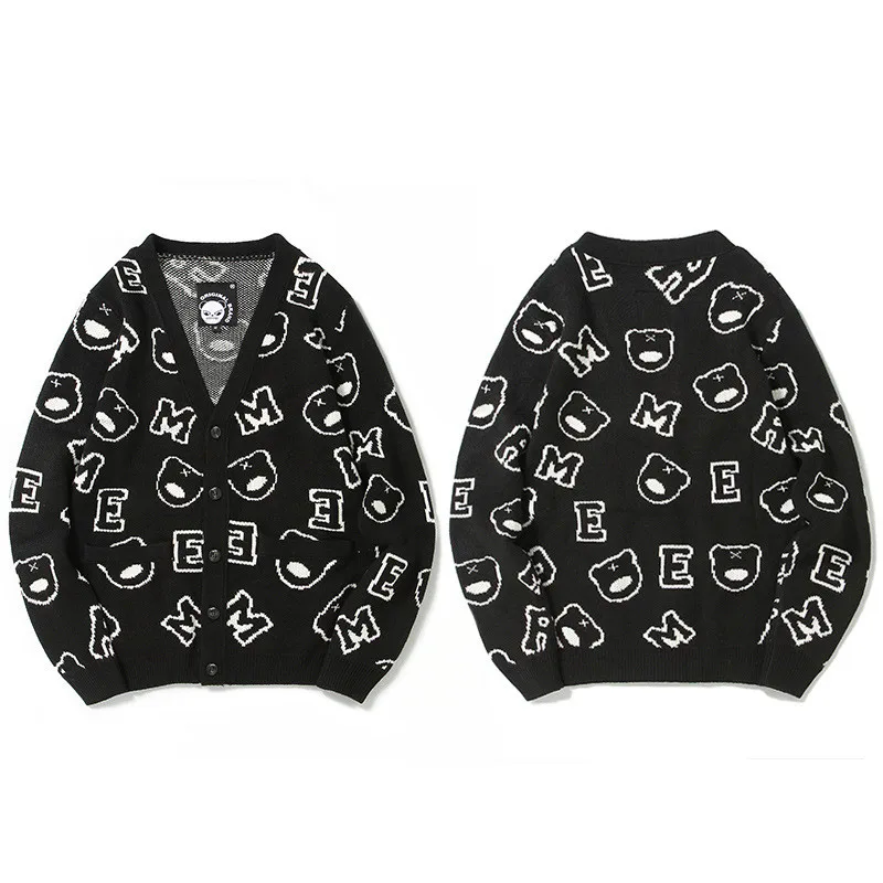 Мужской Жаккардовый свитер с V-образным вырезом большого размера | Мужская одежда